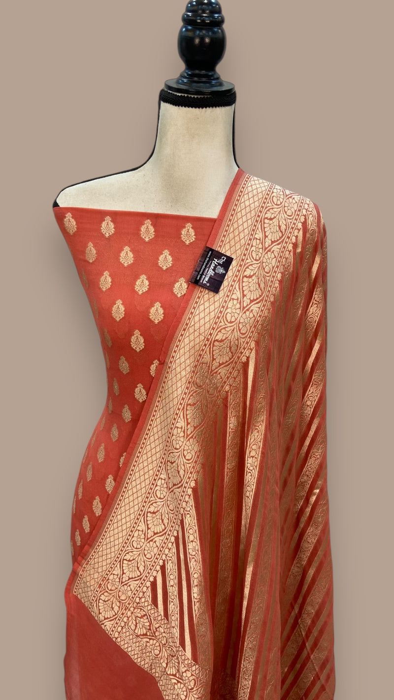 Khaddi Georgette Banarasi Dress material - The Handlooms