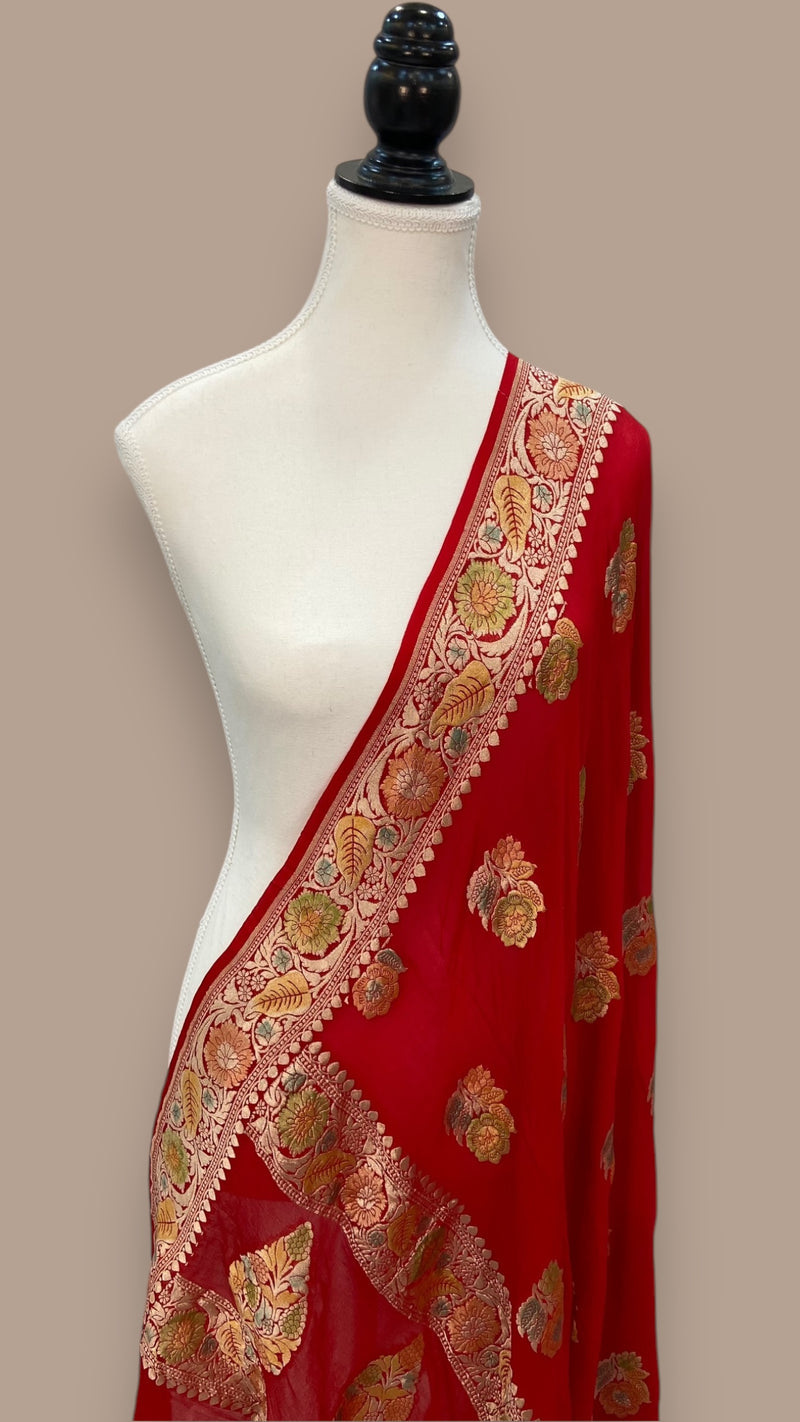 Khaddi Georgette Handloom Banarasi Dupatta - The Handlooms