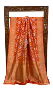 Ektara Pure Katan Silk Banarasi Handloom Saree - All over kadiyal Jaal work - The Handlooms
