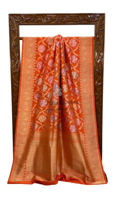 Ektara Pure Katan Silk Banarasi Handloom Saree - All over kadiyal Jaal work