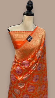 Ektara Pure Katan Silk Banarasi Handloom Saree - All over kadiyal Jaal work - The Handlooms