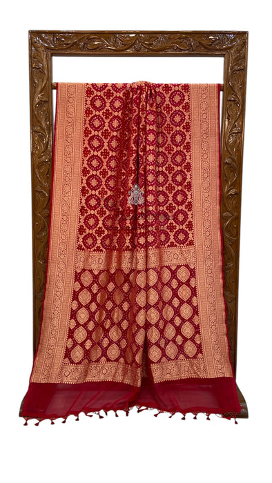 Pure Georgette Banarasi Bandhej Handloom Saree