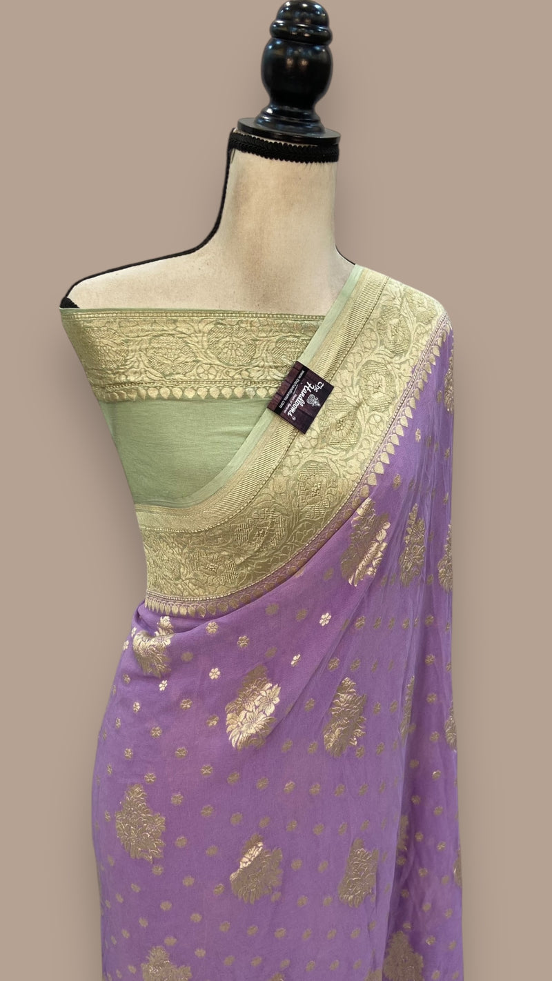 Pure Khaddi Georgette Handloom Banarasi Saree - The Handlooms