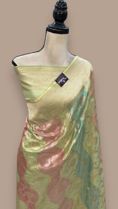 Pure Katan Silk Banarasi Handloom Saree - All over Jaal work with Meenakari