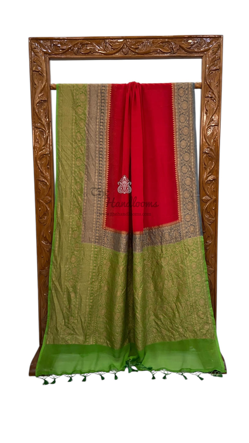 Pure Khaddi Georgette Handloom Banarasi Saree - The Handlooms
