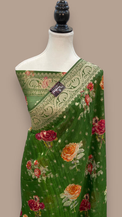 Pure Georgette Banarasi Saree With Digital Print