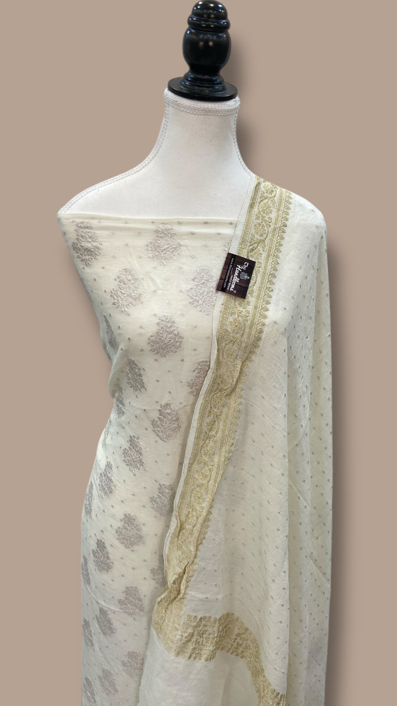 Pure Moonga Georgette Banarasi Dress material - The Handlooms