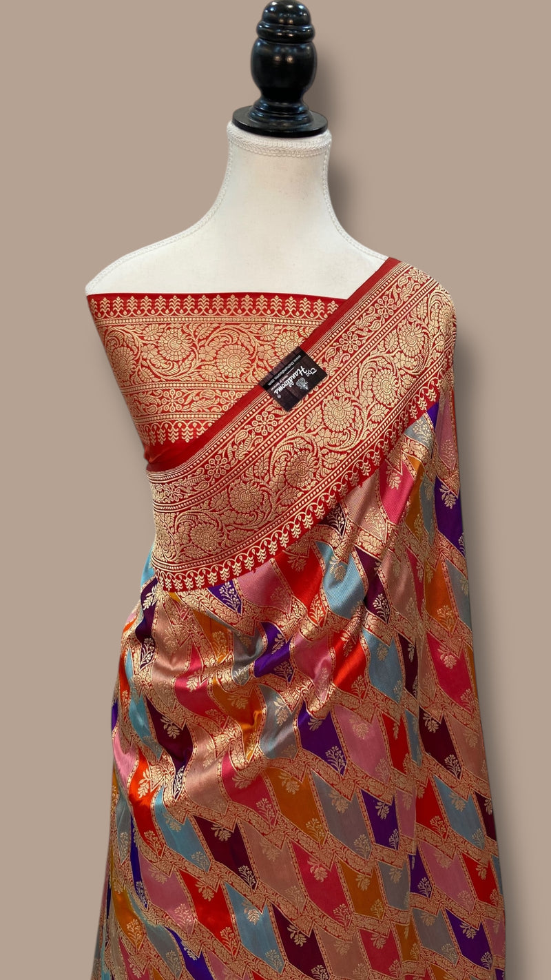 Ektara Pure Katan Silk Banarasi Handloom Saree - All over kadiyal Jaal work - The Handlooms