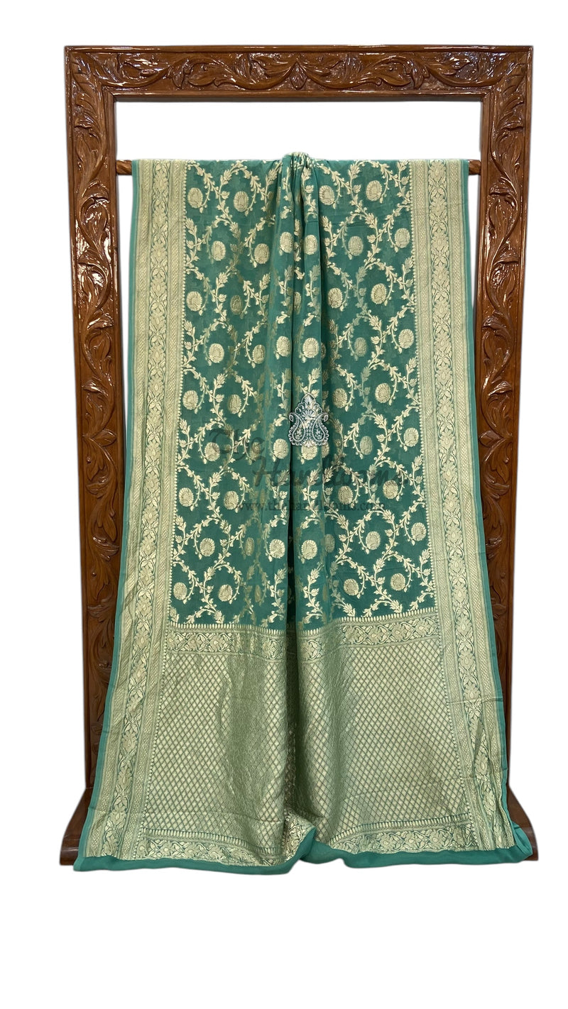 Khaddi Georgette Handloom Banarasi Saree - The Handlooms