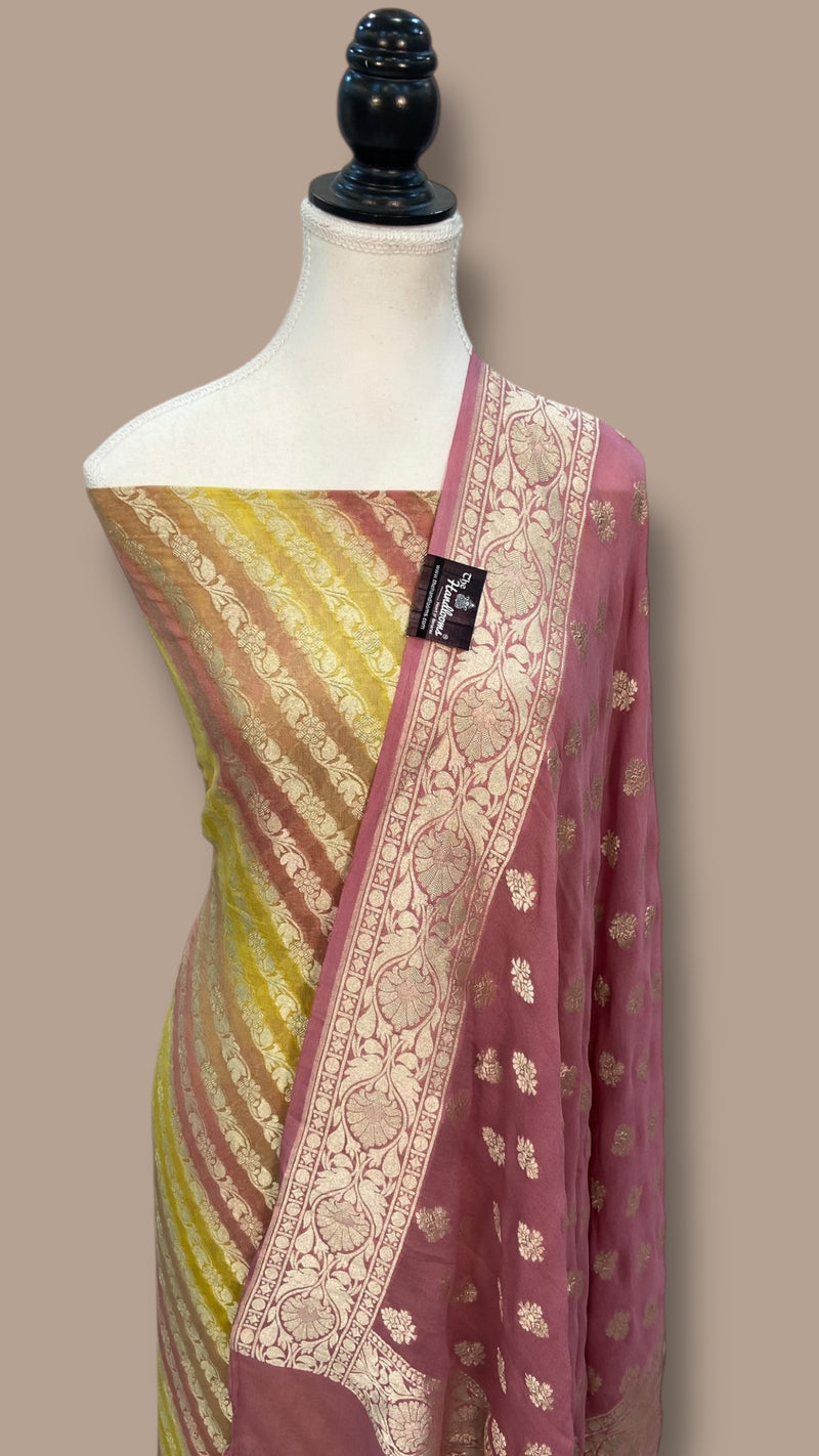 Pure Khaddi Georgette Banarasi Dress material - The Handlooms