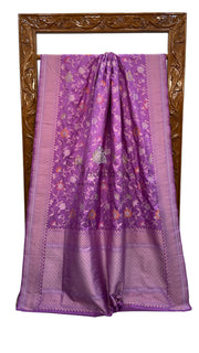 Ektara Pure Katan Silk Banarasi Handloom Saree - All over Sona Roopa Jaal Work - The Handlooms