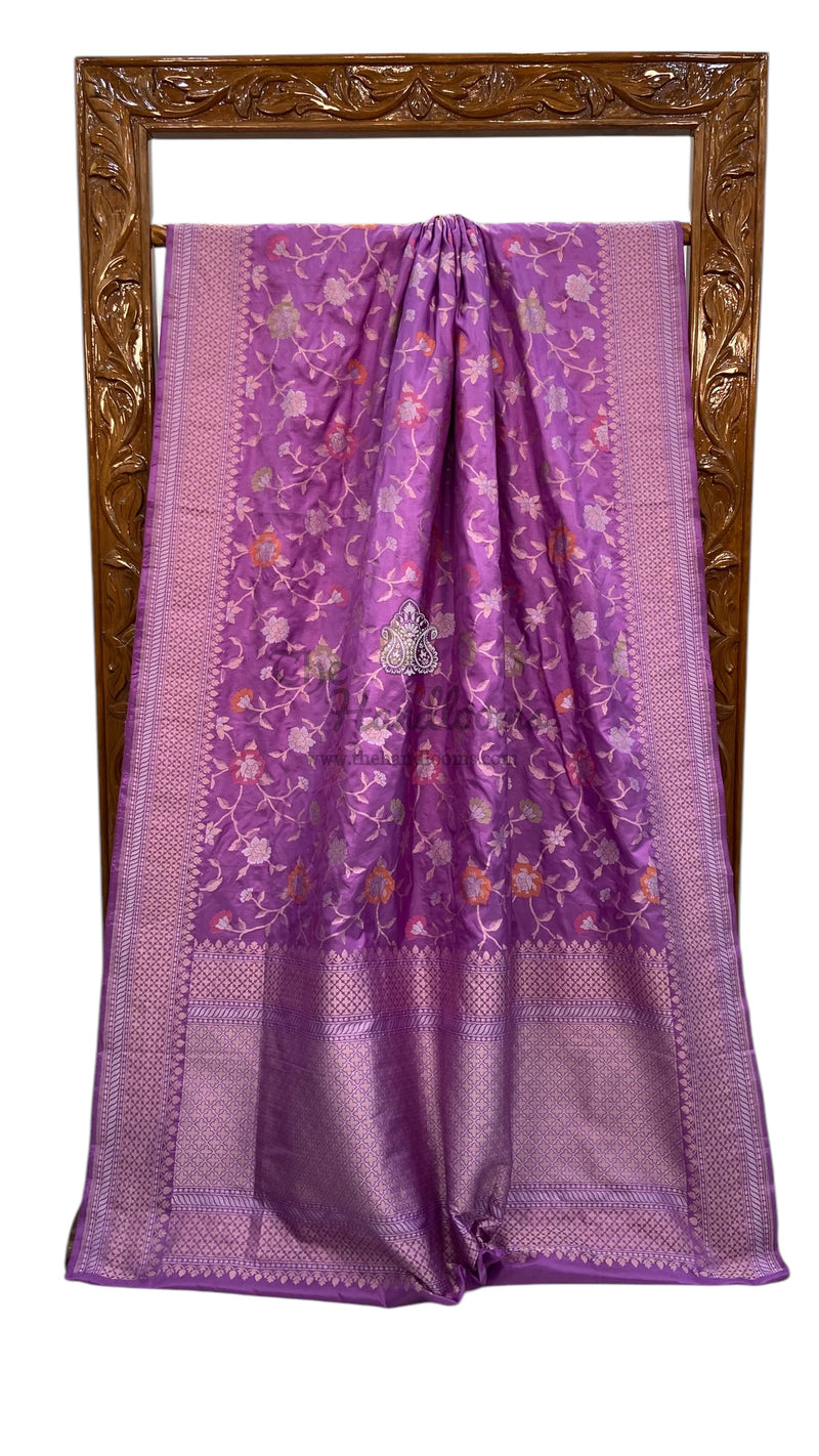 Ektara Pure Katan Silk Banarasi Handloom Saree - All over Sona Roopa Jaal Work - The Handlooms