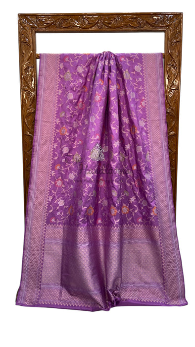 Ektara Pure Katan Silk Banarasi Handloom Saree - All over Sona Roopa Jaal Work