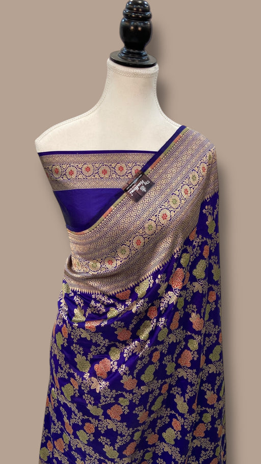 Pure Katan Silk Banarasi Handloom Saree - All over Sona Roopa Jaal work - The Handlooms