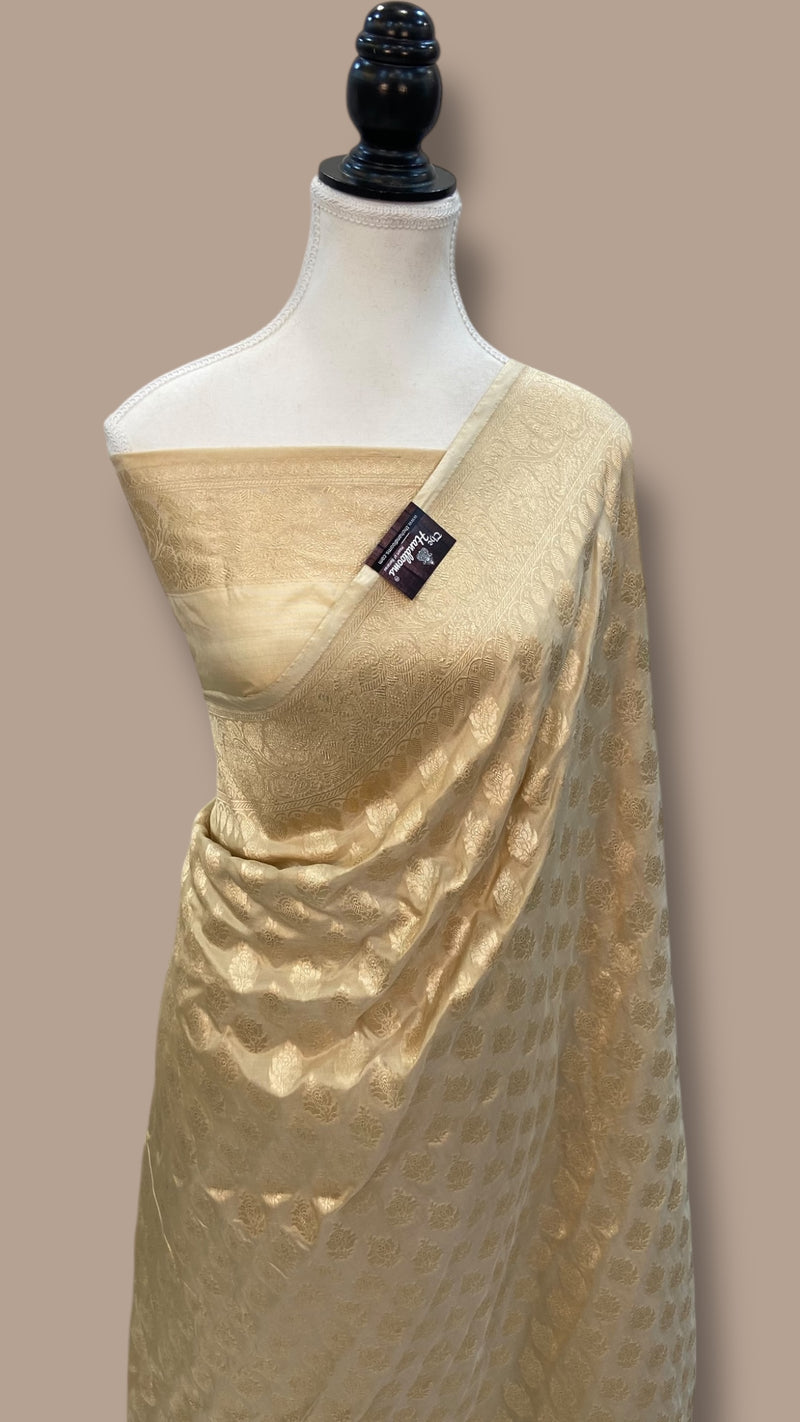 Pure Katan Silk Banarasi Handloom Saree -With all Over Motifs work - The Handlooms