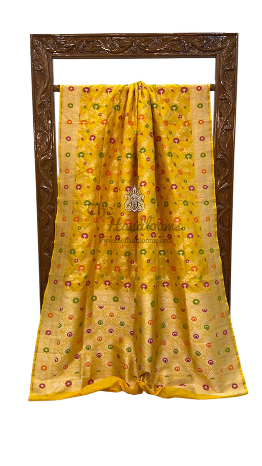 Pure Katan Silk Banarasi Handloom Saree - All over Jaal Work With Meenakari - The Handlooms