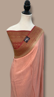 Pure Khaddi Crepe Georgette Handloom Banarasi Saree - The Handlooms