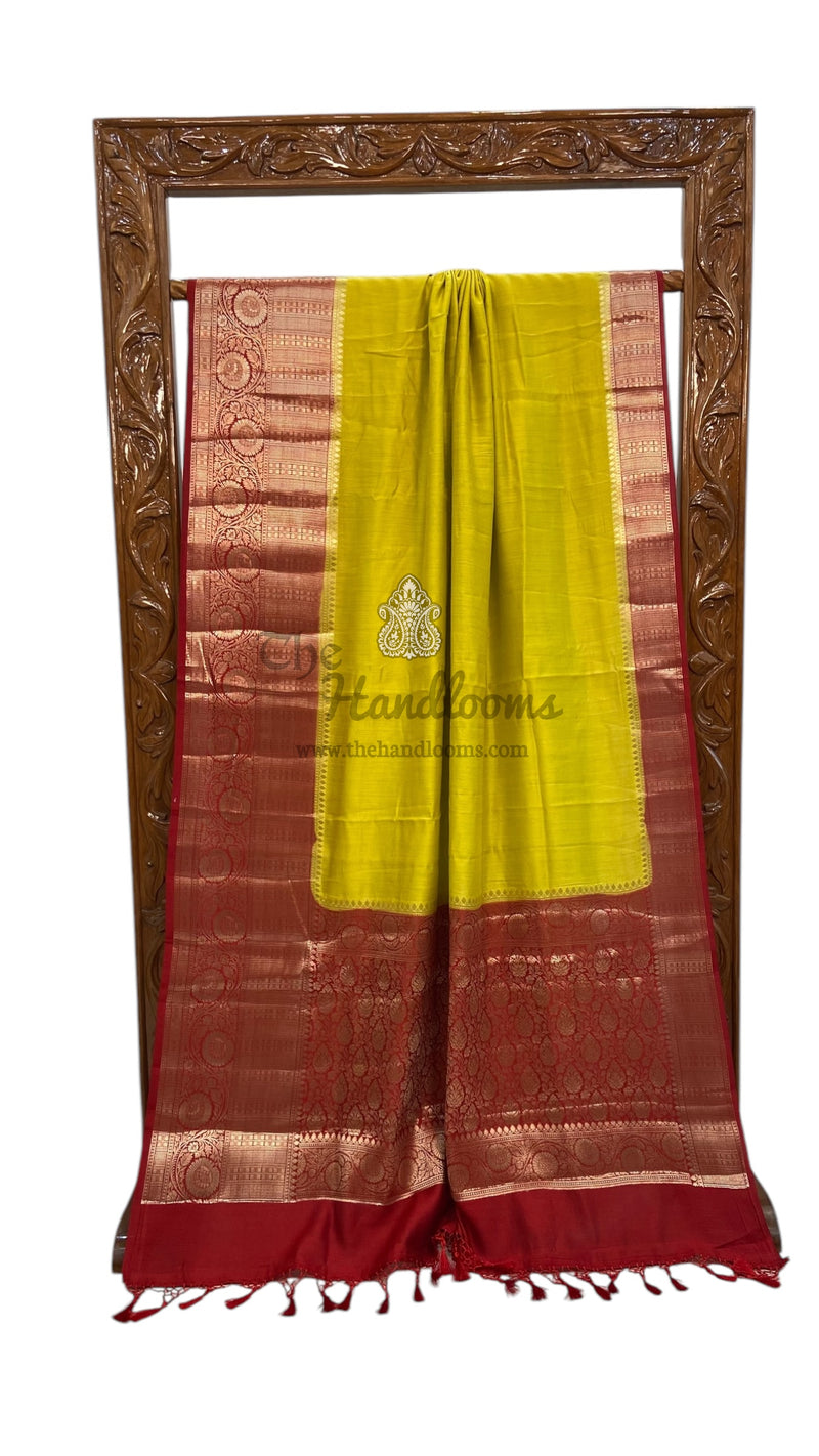 Pure Chiniya Silk Khaddi Handloom Banarasi Saree - The Handlooms
