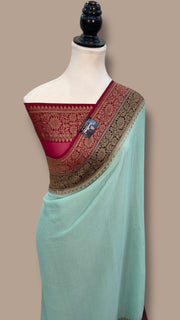 Pure Khaddi Georgette Handloom Banarasi Saree - The Handlooms