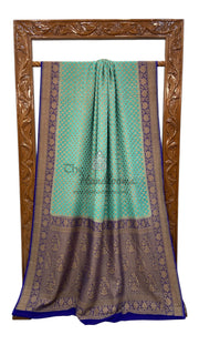 Khaddi Georgette Handloom Banarasi Saree - Antique Zari - The Handlooms