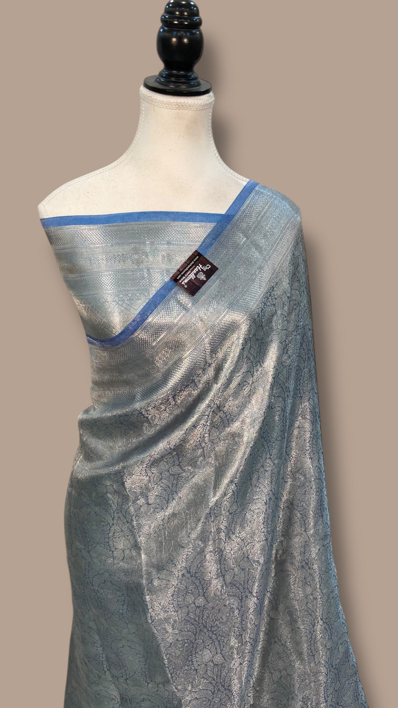 Pure Kora Tissue Tanchui Handloom Banarasi Saree - The Handlooms