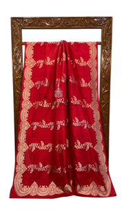 Pure Katan Silk Banarasi Handloom Saree - All over soona roopa  Kadua stripe - The Handlooms