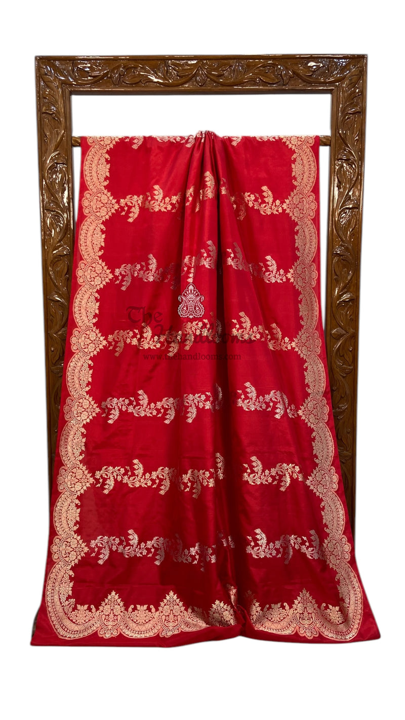 Pure Katan Silk Banarasi Handloom Saree - All over soona roopa  Kadua stripe - The Handlooms