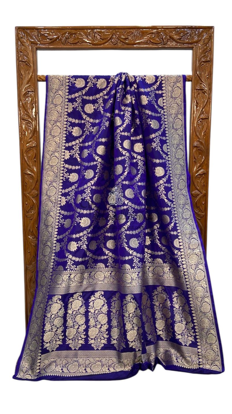 Pure Katan Silk Banarasi Handloom Saree - All over Jaal work - The Handlooms