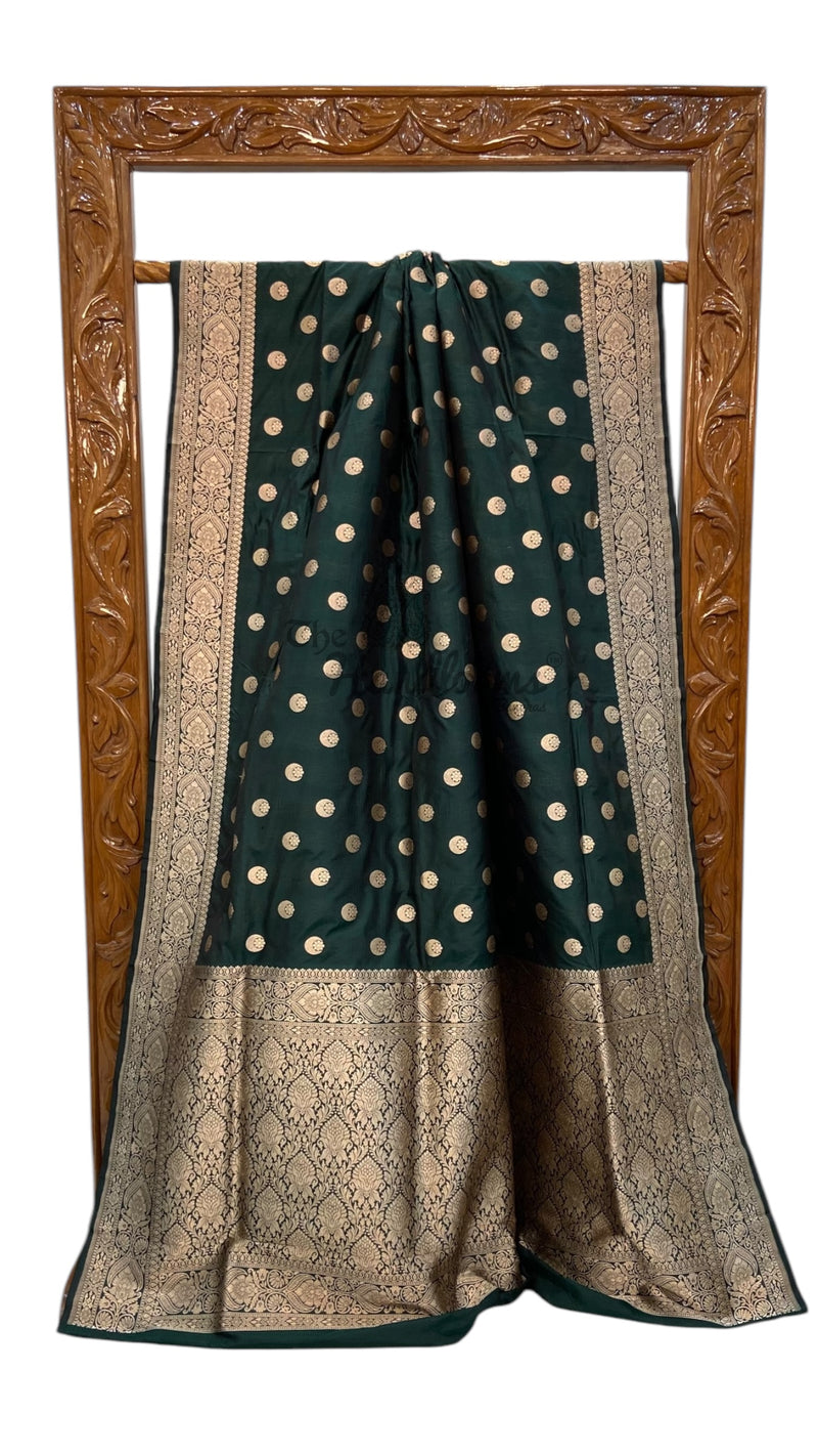 Pure Katan Silk Banarasi Handloom Saree - with motifs - The Handlooms