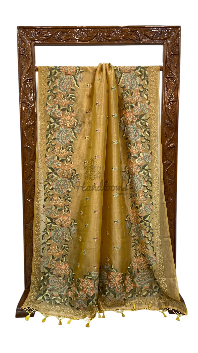 Pure Tissue Handloom Banarasi Saree With Chikankari - The Handlooms