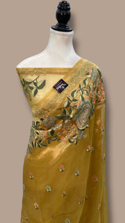 Pure Tissue Handloom Banarasi Saree With Chikankari - The Handlooms