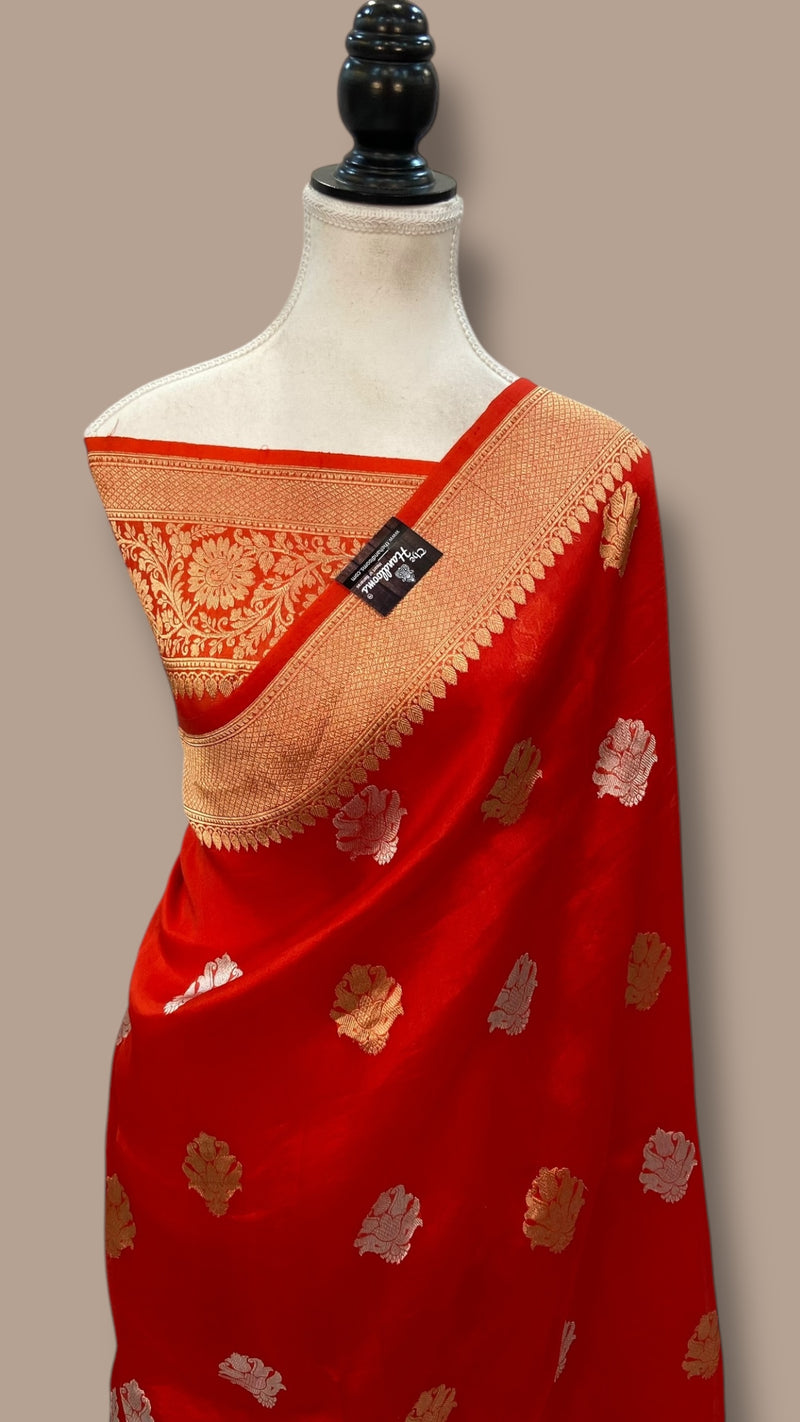 Pure Kora Handloom Banarasi Saree - Sona Roopa Kadua motifs - The Handlooms