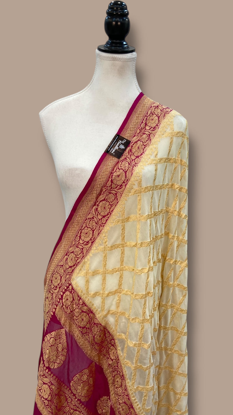 Khaddi Georgette Handloom Banarasi Dupatta - The Handlooms