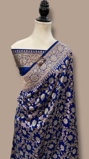 Pure Katan Silk Banarasi Handloom Saree - All Over Sona Roopa Jaal Work - The Handlooms