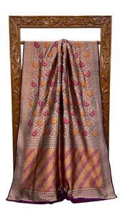 Regal Pure Katan Silk Banarasi Saree – Handwoven Tanchui Brocade - The Handlooms