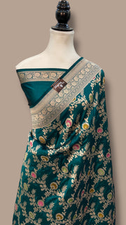 Pure Katan Silk Banarasi Handloom Saree - All over Jaal work With Meenakari - The Handlooms