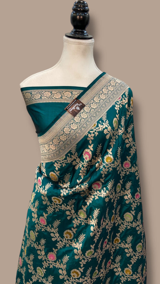 Pure Katan Silk Banarasi Handloom Saree - All over Jaal work With Meenakari - The Handlooms