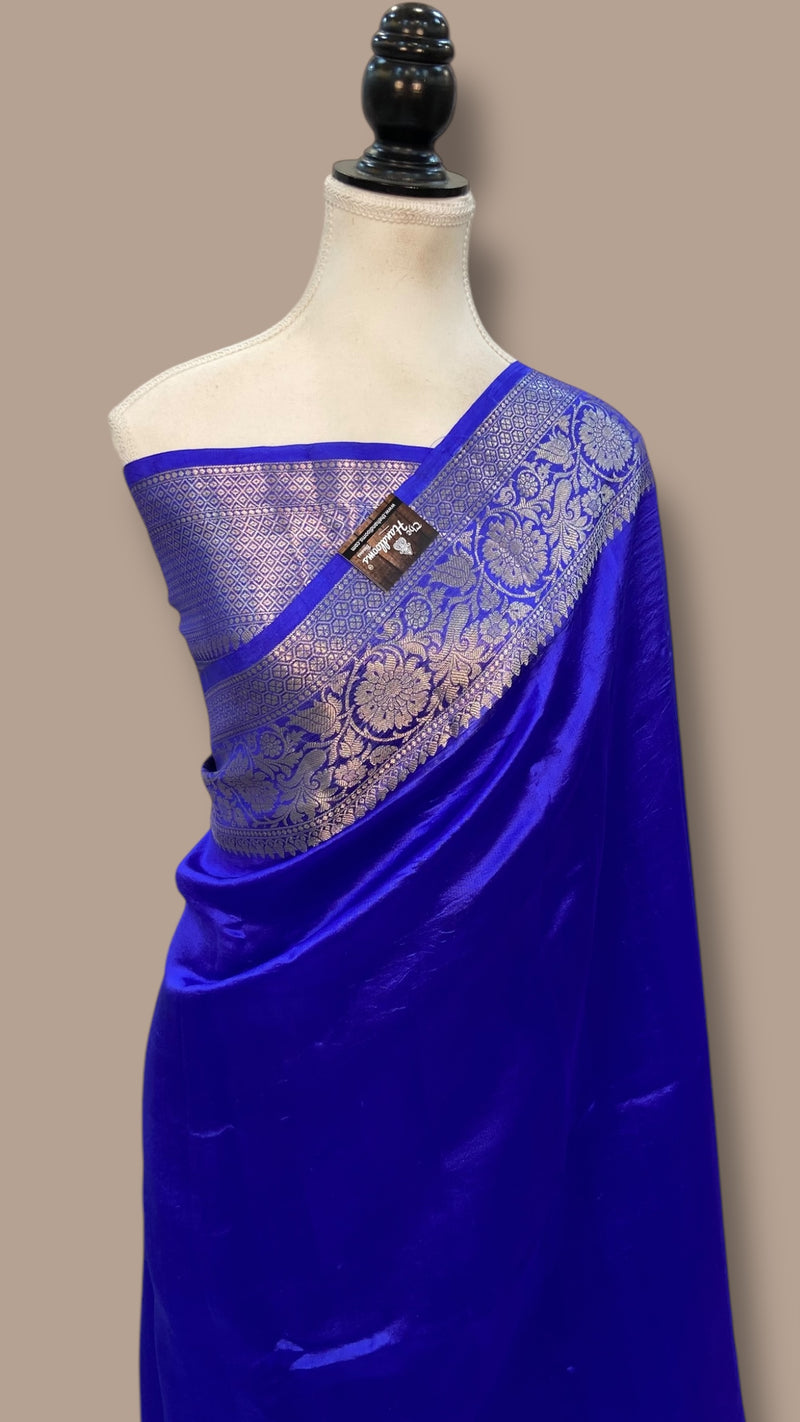 Royal Blue Pure Silk Banarasi Saree - The Handlooms