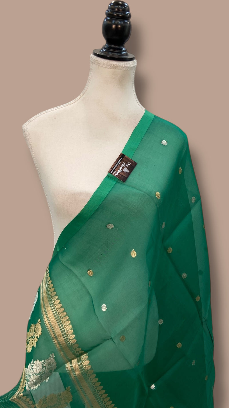 Pure kora Banarasi Handloom Dupatta - The Handlooms