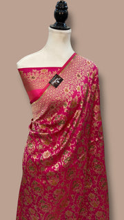 Pure Katan Silk Banarasi Handloom Saree - All over Jaal work With Meenakari - The Handlooms