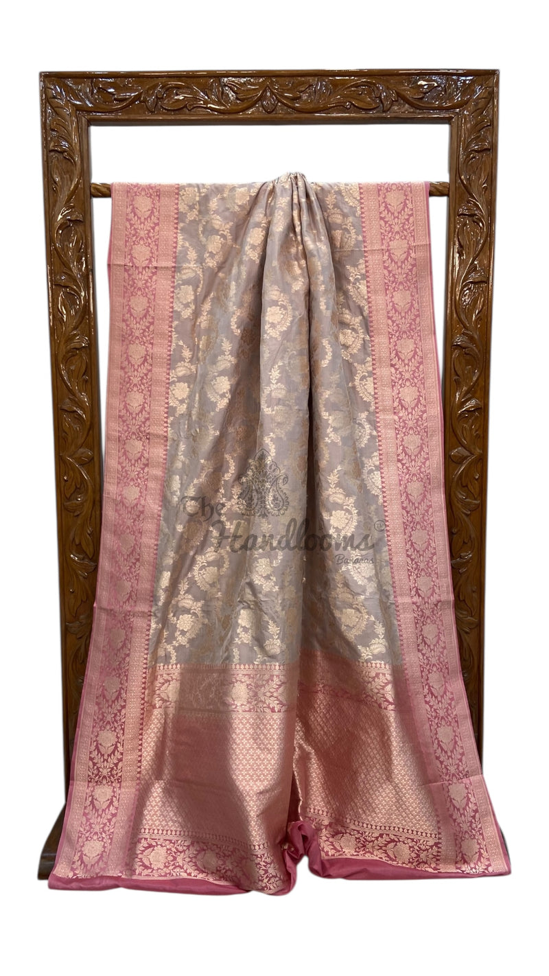 Pure Katan Silk Banarasi Handloom Saree - Satan Border - The Handlooms