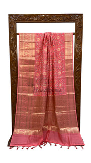 Pure Chiniya Silk Handloom Banarasi Saree with Chikankari - The Handlooms