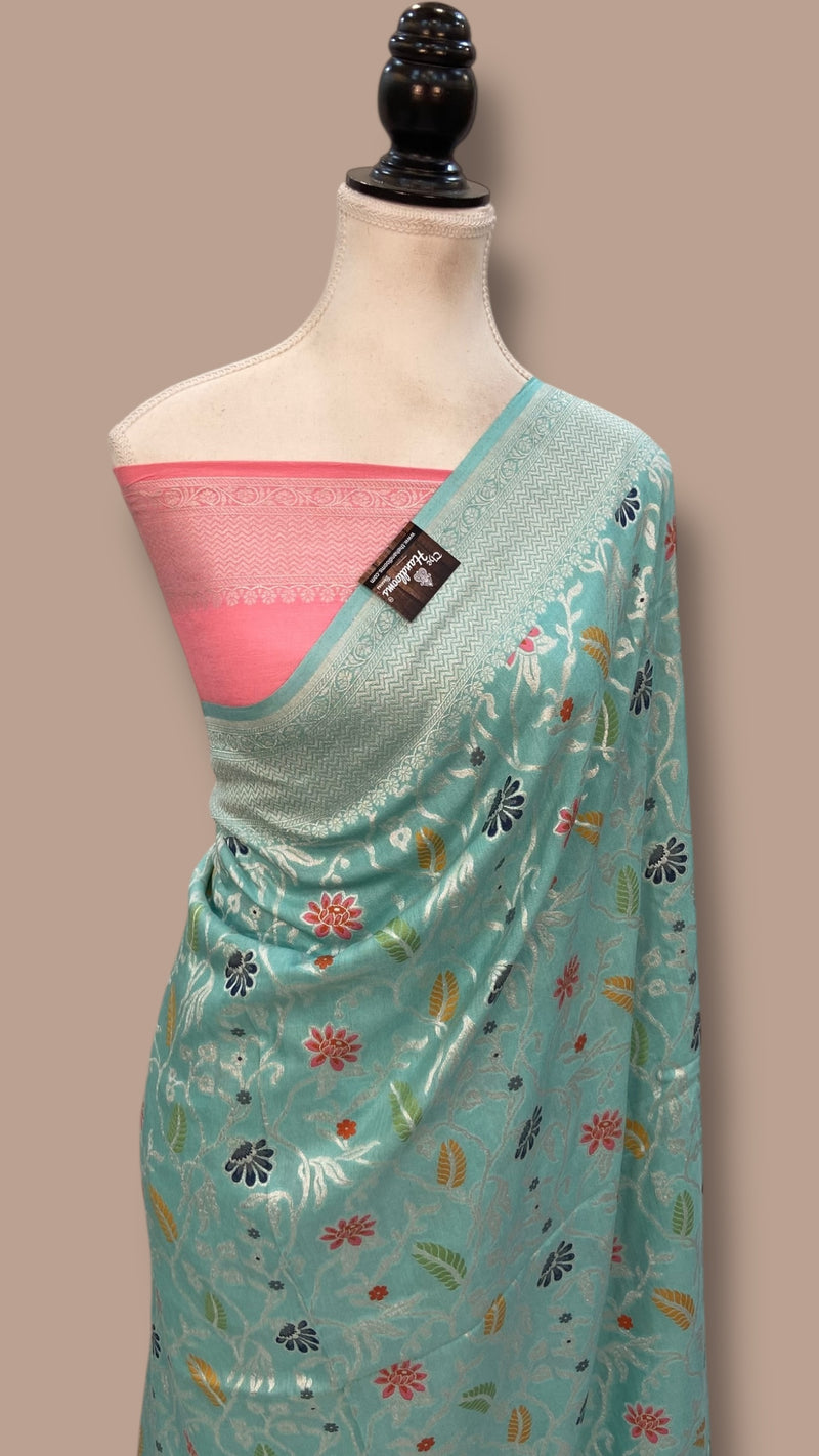 Moonga Georgette Handloom Banarasi Saree - Tilfi - The Handlooms