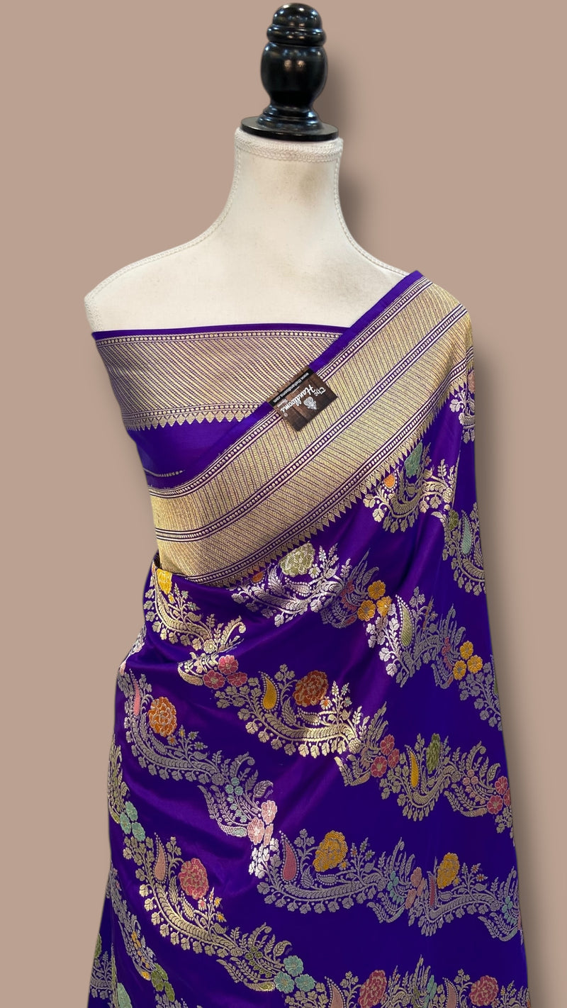 Ektara Pure Katan Silk Banarasi Handloom Saree - All over kadiyal Jaal work - The Handlooms