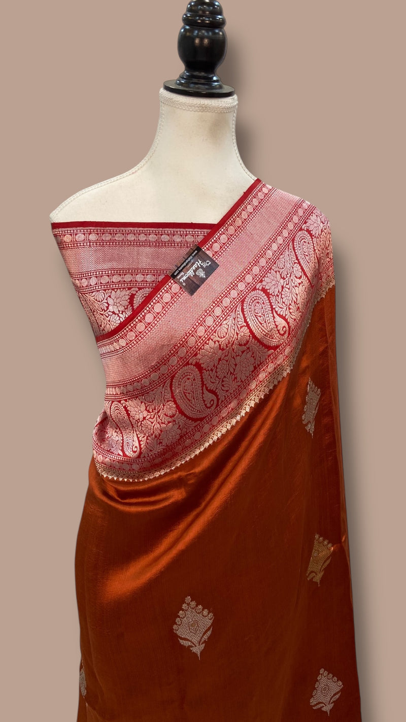 Pure Katan Silk Banarasi Handloom Saree - All over Kadua motifs - The Handlooms