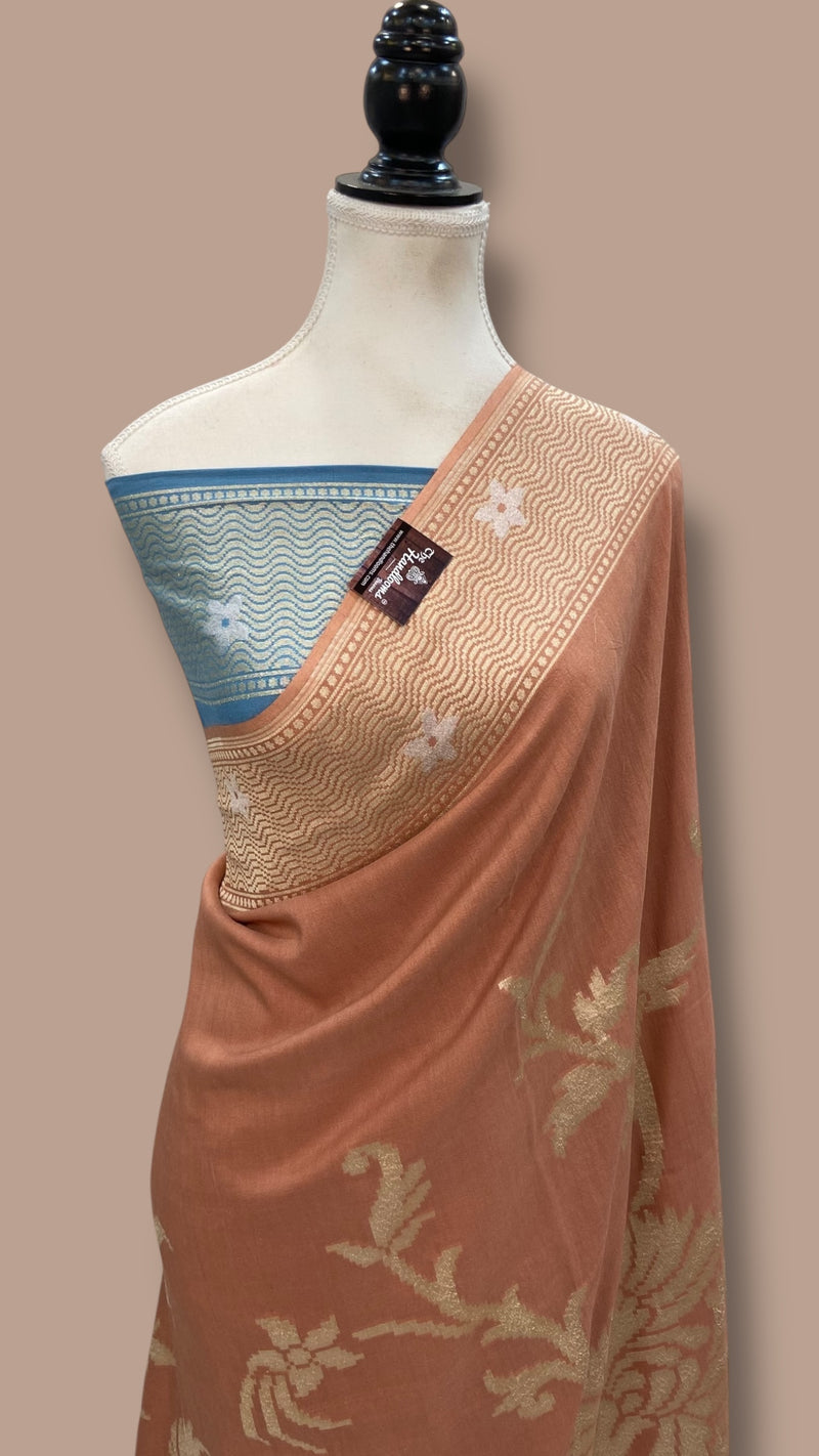 Moonga Georgette Handloom Banarasi Saree - The Handlooms