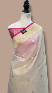 Pure Kora Handloom Banarasi All Over Kadua Motifs Saree - The Handlooms