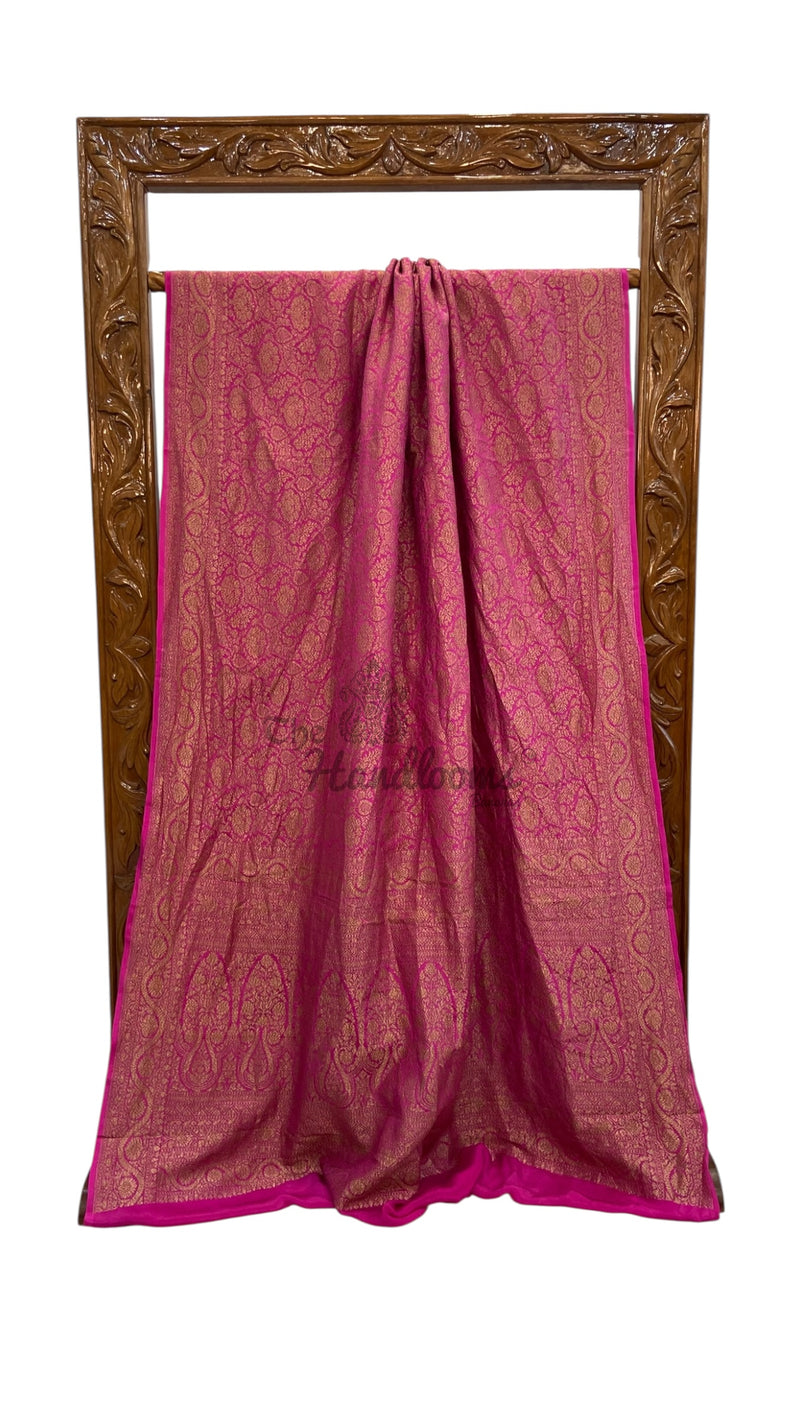 Pure Khaddi Crepe Georgette Banarasi Handloom Saree-Brocade - The Handlooms