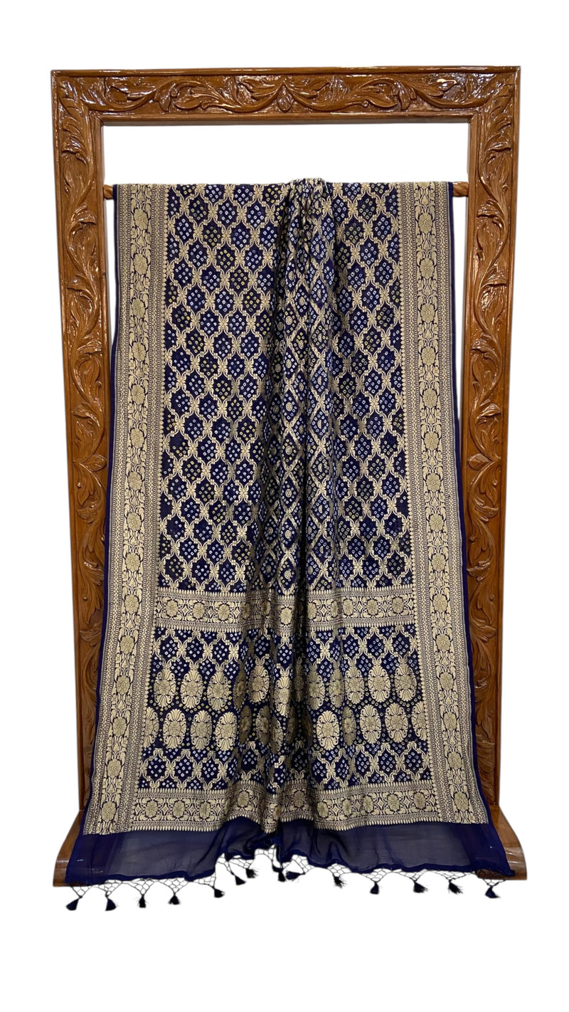 Pure Georgette Banarasi Bandhej Handloom Saree - The Handlooms