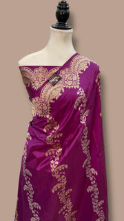 Pure Katan Silk Banarasi Handloom Saree - All over soona roopa  Kadua stripe - The Handlooms